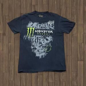 Y2K‎ Monster x Fox Racing Black T-Shirt Size L